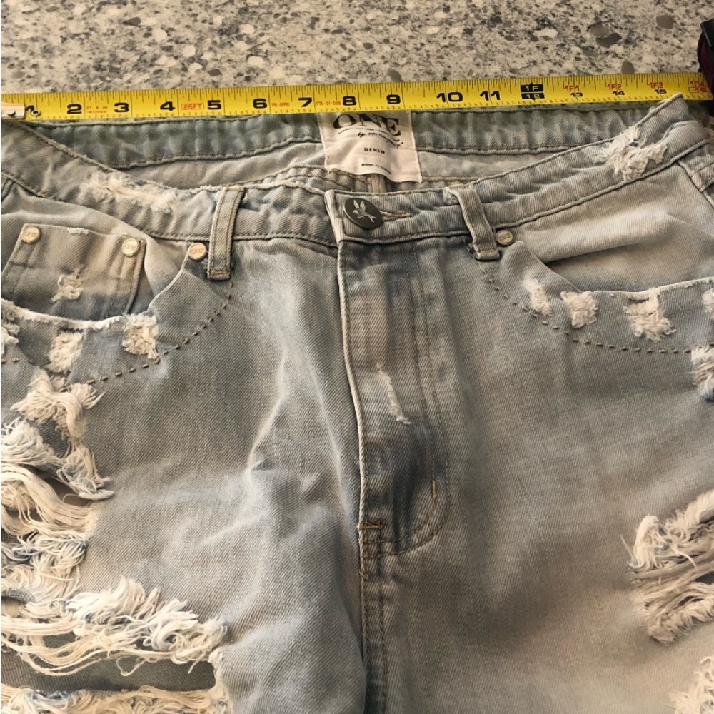 One Teaspoon Eagles Distressed Drop Crotch Cropped jeans size 27 - Picture 9 of 10